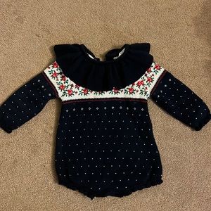 Janie and Jack Rose Fair Isle Sweater Romper